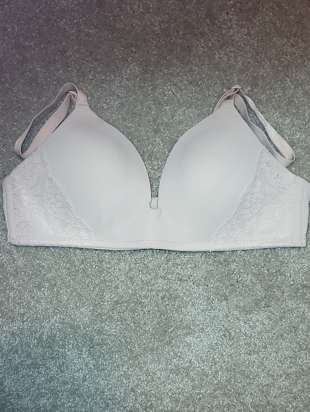 Light Pink Smooth Plunge Bra with Lace Side Panels
